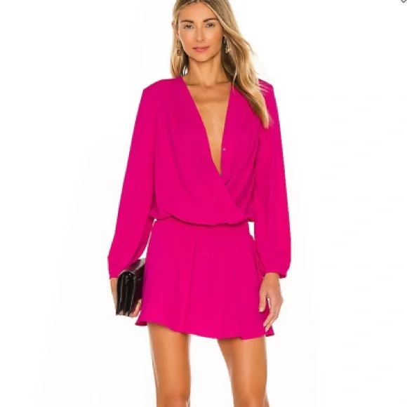 Amanda Uprichard | Dresses | Amanda Uprichard Hot Pink Pink Wrap Mini Dress  | Poshmark